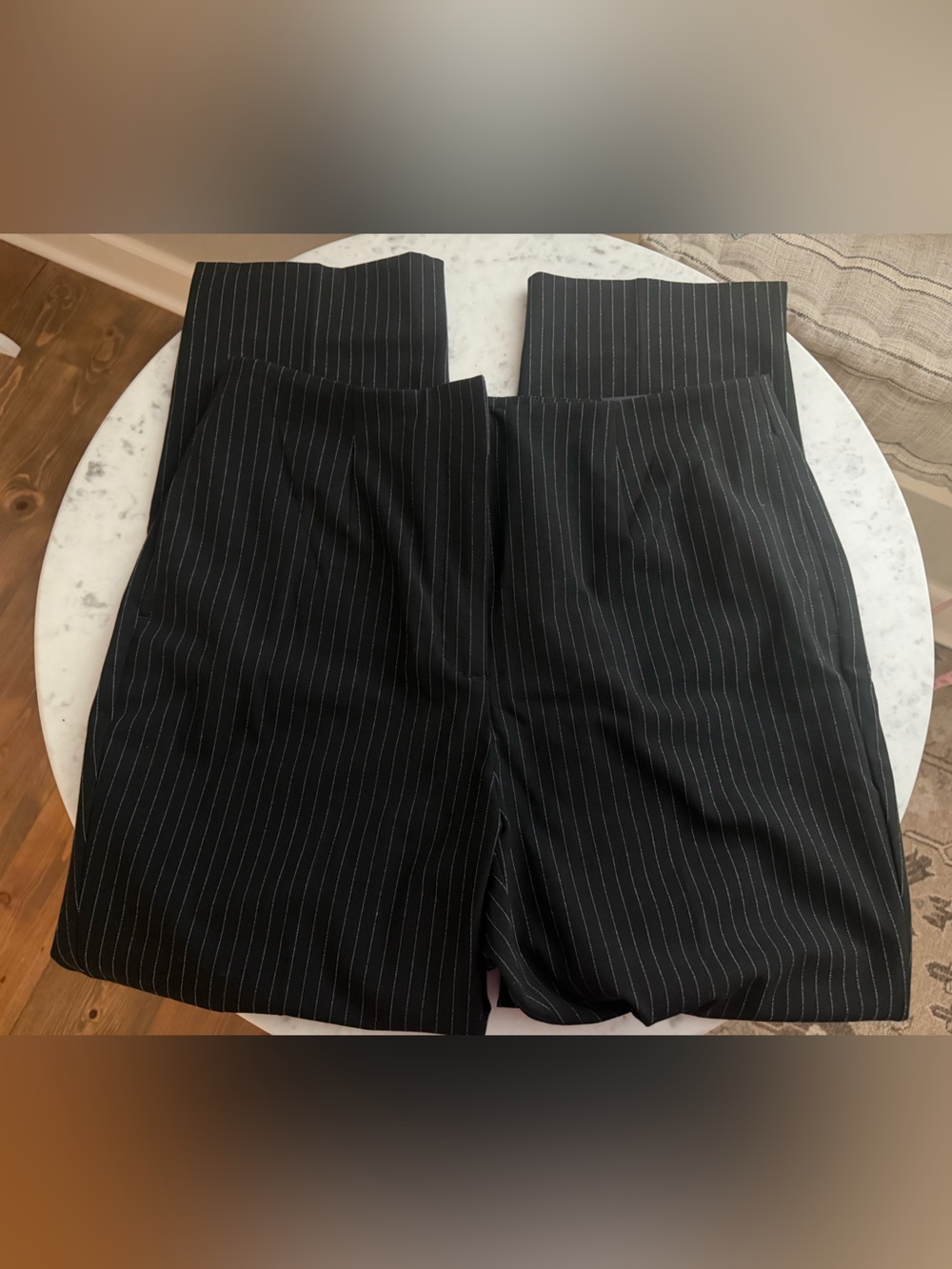 White House Black Market Black With Metallic Pinstripe Dress Pants